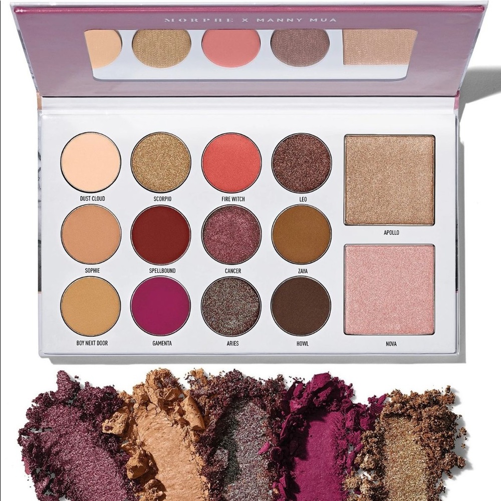 NEW Morphe x Manny Mua glam palette eyeshadow highlighter shimmer blush